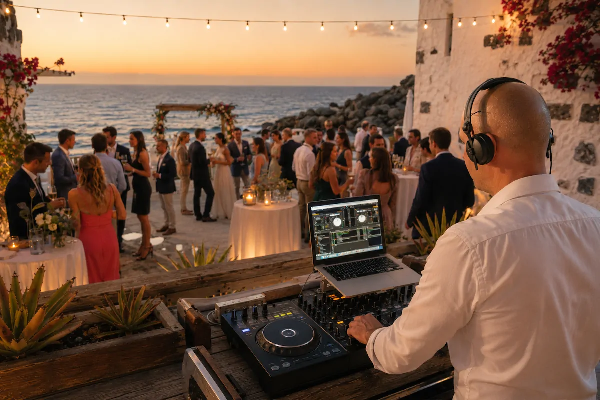 DJ bei einer Hochzeitsfeier am Meer auf Gran Canaria