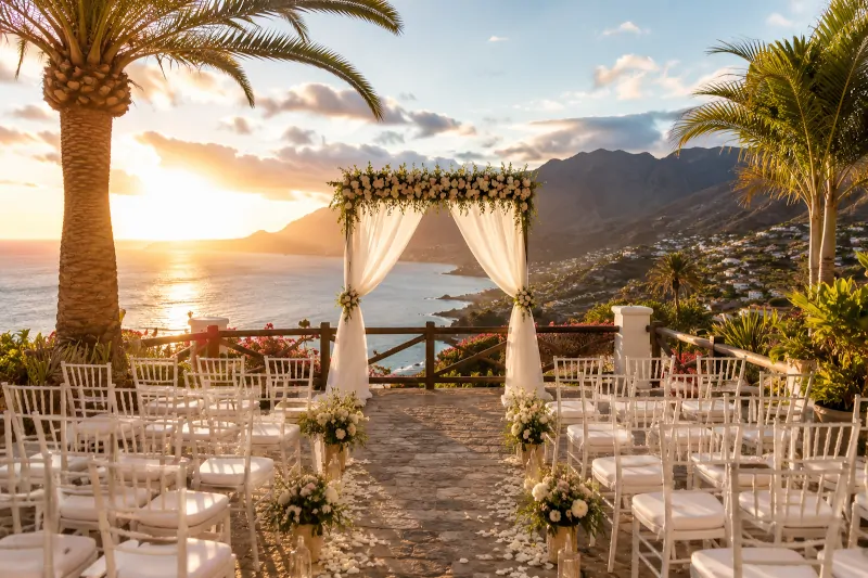 Romantische Hochzeitslocation auf Gran Canaria mit Meerblick und freier Trauung bei Sonnenuntergang